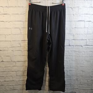 Under Armour Mesh Lined Windbreaker Jogger Pants Mens Large Black Warm Ups